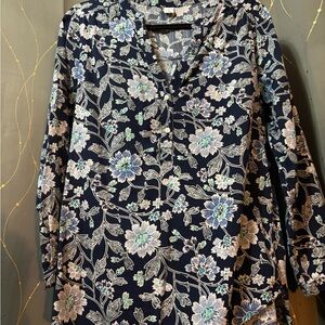 Old Navy Navy Blue Floral Blouse
